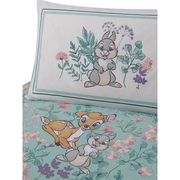 Bambi Reversible Cotton Thumper Påslakan Set Single Grön/Vit Green/White/Yellow Single