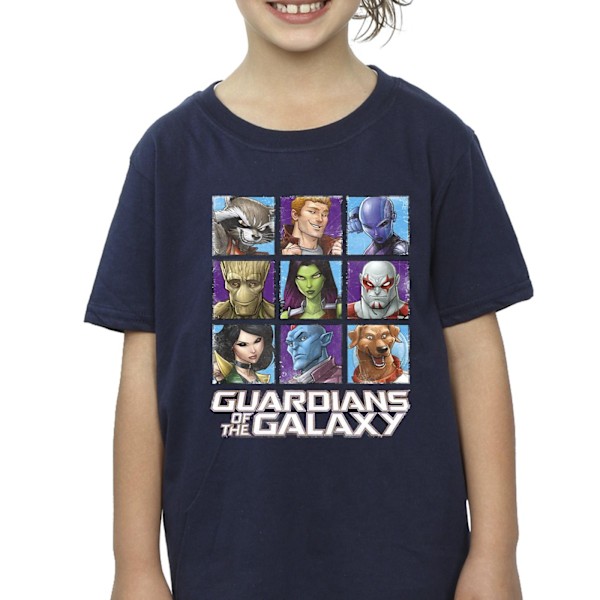 Guardians Of The Galaxy Girls Character Squares Bomull T-shirt Navy Blue 7-8 Years