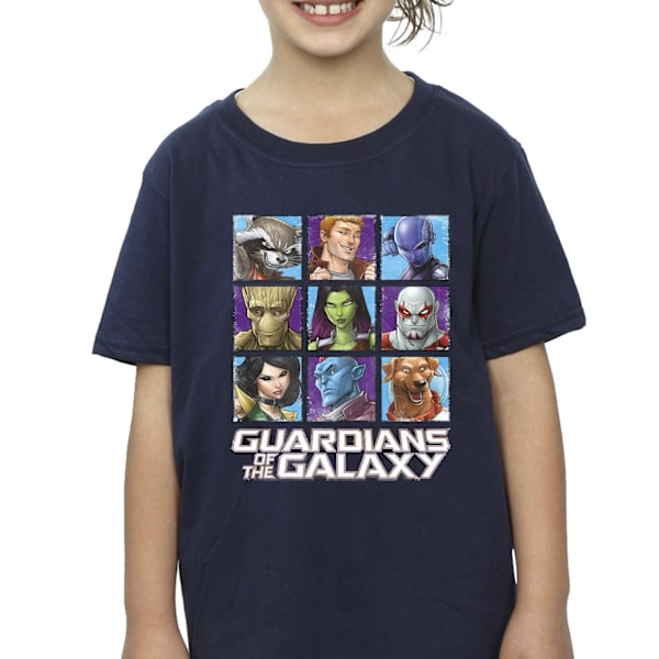 Guardians Of The Galaxy Girls Character Squares Bomull T-shirt Navy Blue 9-11 Years
