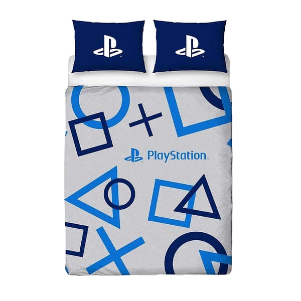 Playstation Ikoner Vändbart Påslakanset Dubbel Vit/Blå White/Blue Double
