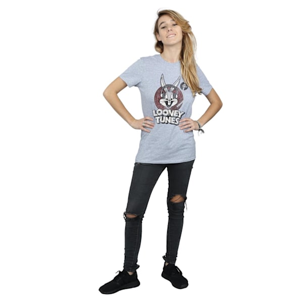 Looney Tunes Dam/Damer Bugs Bunny Cirkel Bomull Logotyp Pojkvän Sports Grey M