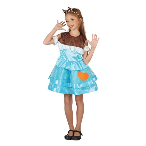 Bristol Novelty Barnkostym Cheeky Chocolate för flickor, blå, storlek S Blue/Brown S