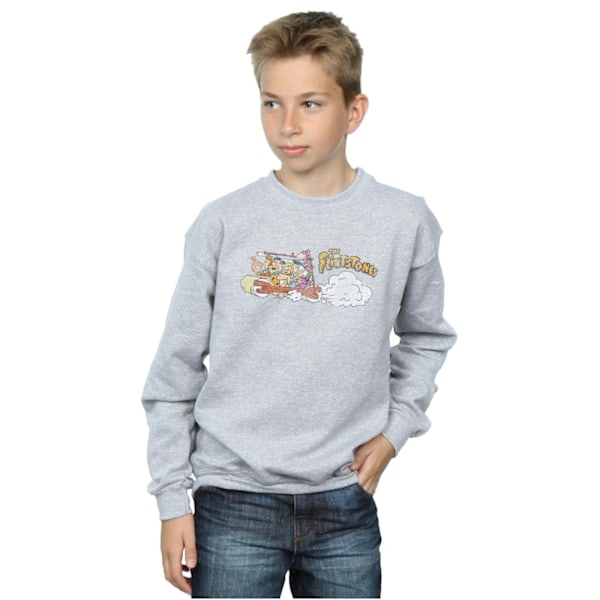 The Flintstones Boys Family Car Distressed Sweatshirt 7-8 år Sports Grey 7-8 Years