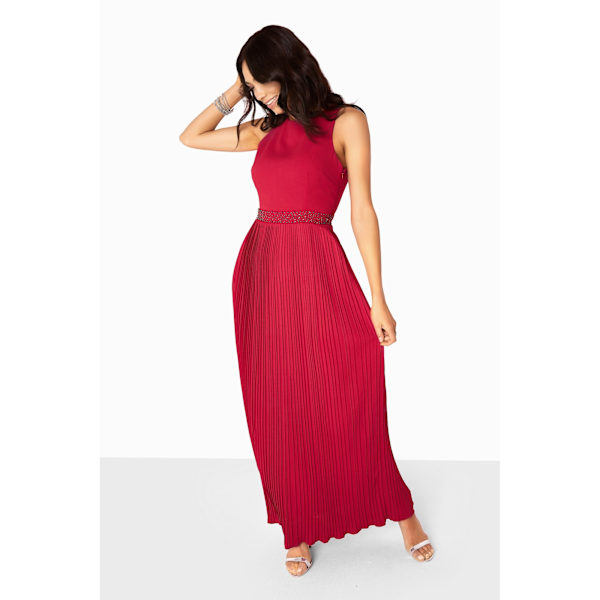 Little Mistress Dam/Damer Madison Dekorerad Midja Maxi Dr Berry Pink 10 UK