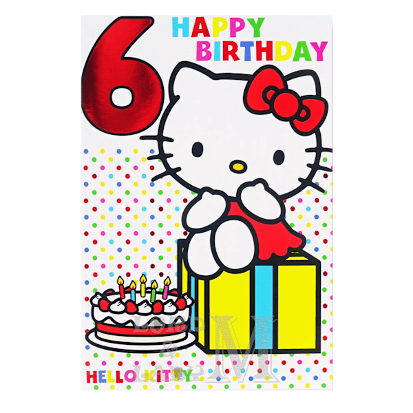 Hello Kitty 6:e födelsedagskort En storlek Flerfärgad Multicoloured One Size