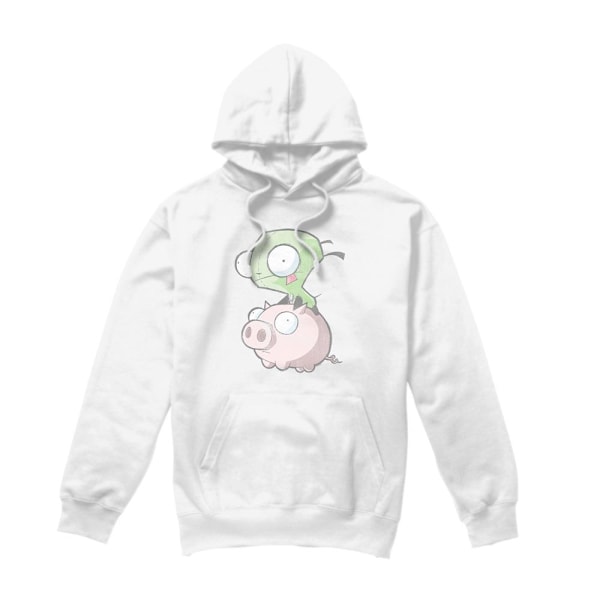 Invader Zim Herr Gir & Pig Hoodie S Vit White S