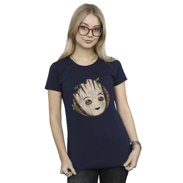 Marvel Womens/Ladies I Am Groot Trähuvud Bomull T-shirt L Na Navy Blue L