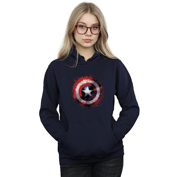 Marvel Womens/Ladies Avengers Captain America Art Shield Hoodie Navy Blue XXL