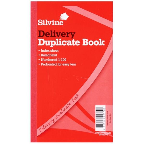 Silvine Large Duplicate Delivery Book Fint 200 ark (paket med Red One Size