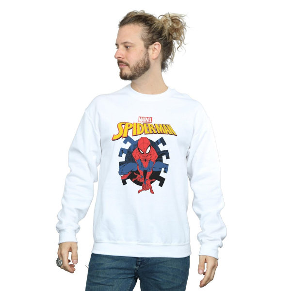 Marvel Mens Spider-Man Web Shooting Emblem Logo Sweatshirt L Wh White L