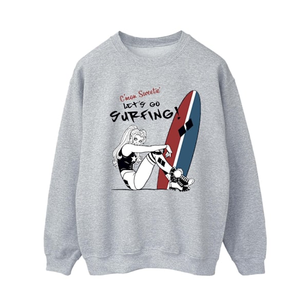 DC Comics Dam/Kvinnor Harley Quinn Let´s Go Surfing Sweatshirt Sports Grey M