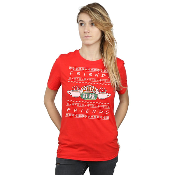 Friends Dam/Damer Fair Isle Central Perk Bomull Boyfriend T Red S