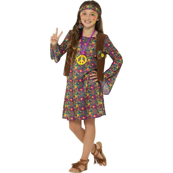 Smiffys Hippie-kostymset för flickor 4-6 år Flerfärgad Multicoloured 4-6 Years