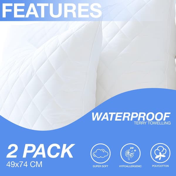 K Collection Quilted Pillow Protector (2-pack) 49cm x 74cm B White 49cm x 74cm