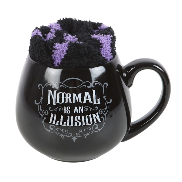 Något Annorlunda Normal Är En Illusion Gotisk Mugg och Sockor S Black/Purple One Size