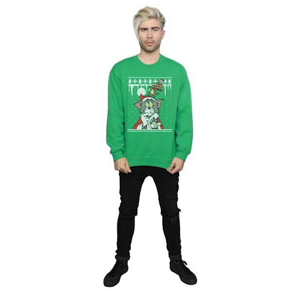 Tom And Jerry Herr Jul Fair Isle Sweatshirt L Irländsk Grön Irish Green L