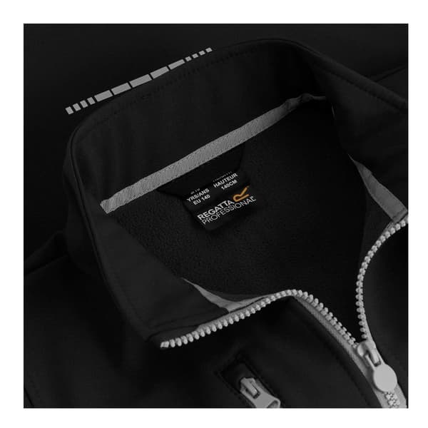 Regatta Softshelljacka med kontrasterande dragkedja för barn 14 år Black/Mineral Grey 14 Years