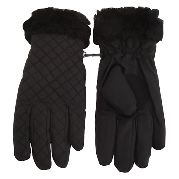 Tom Franks Dam/Kvinnor Quiltade Handskar Med Fuskpälsdetalj One Size Black One Size