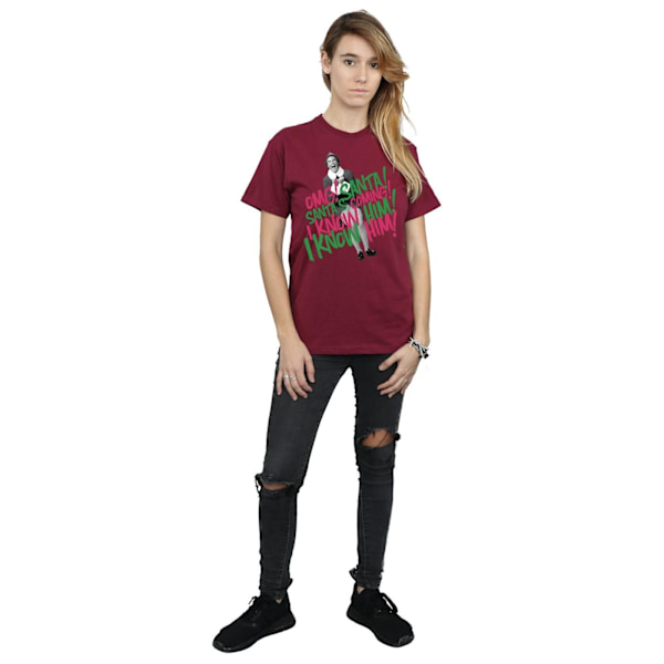 Elf Dam/Damer Santa´s Coming Bomull Boyfriend T-Shirt XXL B Burgundy XXL