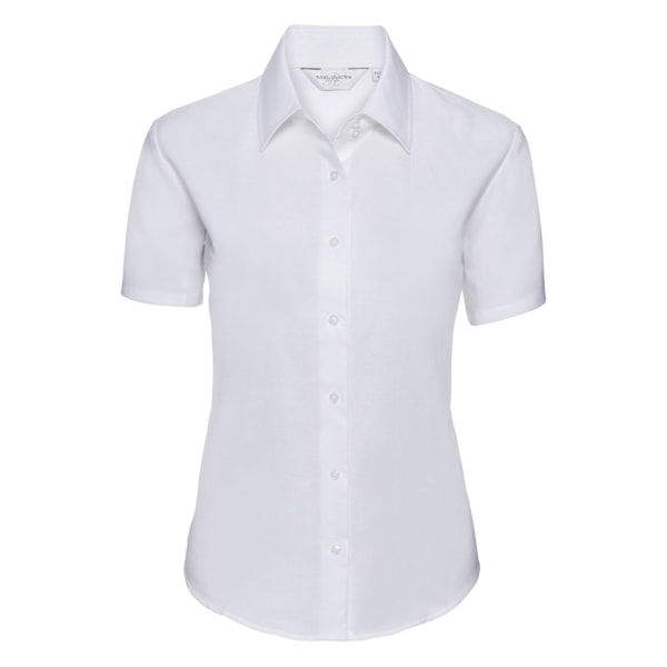 Russell Collection Dam/Kvinnors Oxford Skräddarsydd Kortärmad White 14 UK