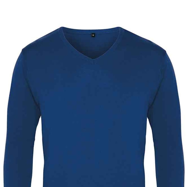 Premier Herr Stickad Bomull Akryl V-ringad Tröja 4XL Royal Royal Blue 4XL