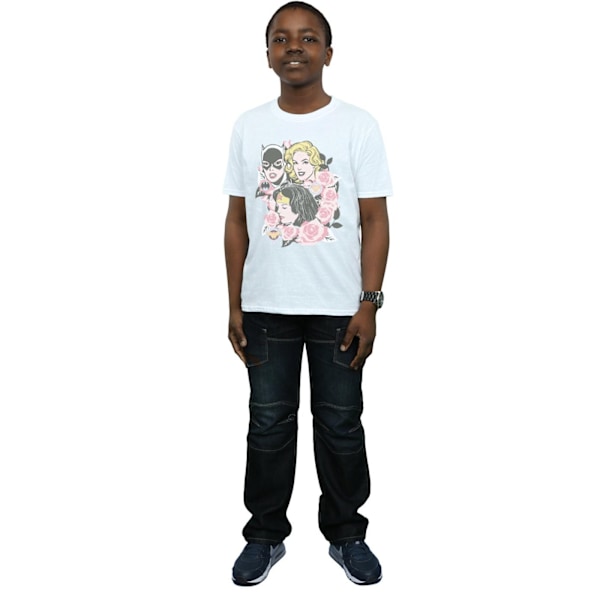 DC Comics Boys Super Powers Floral Frame T-Shirt 9-11 år Vit White 9-11 Years