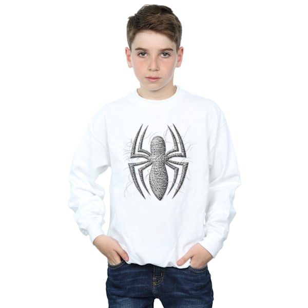 Marvel Boys Spider-Man Web Logo Sweatshirt 7-8 år Vit White 7-8 Years