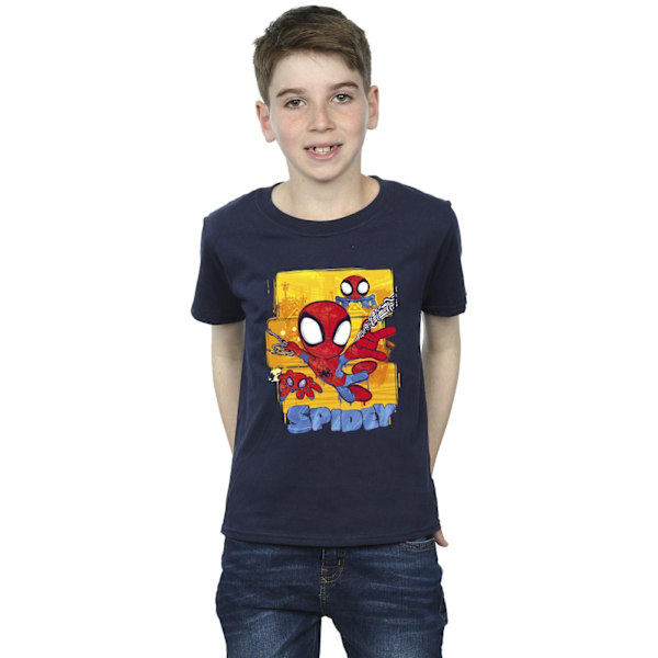 Marvel Boys Spidey And His Amazing Friends Flygande T-shirt 7-8 år Navy Blue 7-8 Years