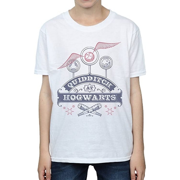 Harry Potter Quidditch på Hogwarts bomullströja för pojkar 7-8 år White 7-8 Years