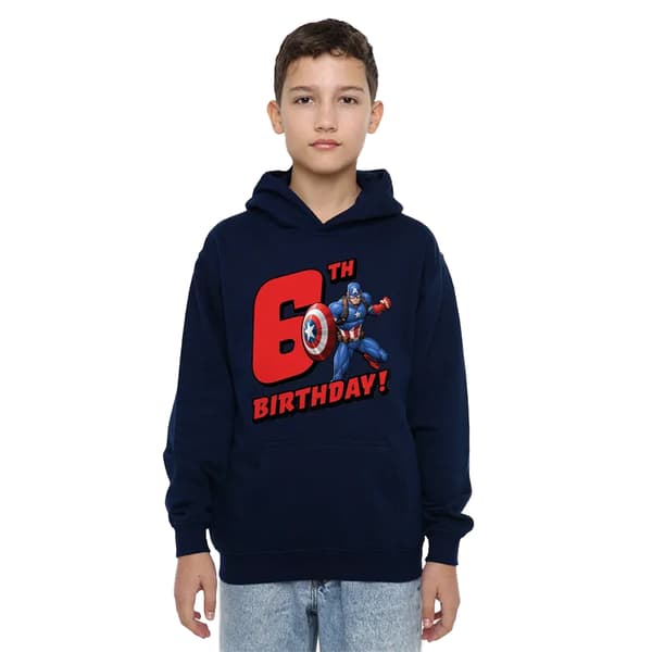 Captain America Barn/Barn Pull Over 6-årsdag Huvtröja 9- Black 9-11 Years