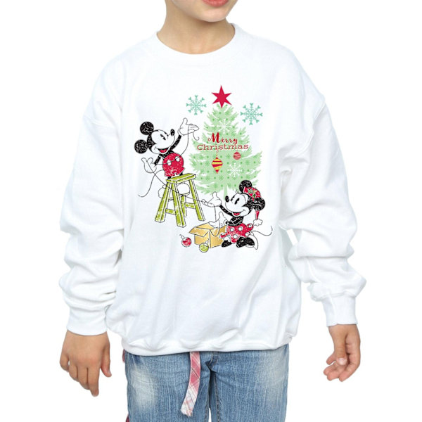 Disney Girls Mickey och Minnie Julgran Sweatshirt 12-13 White 12-13 Years