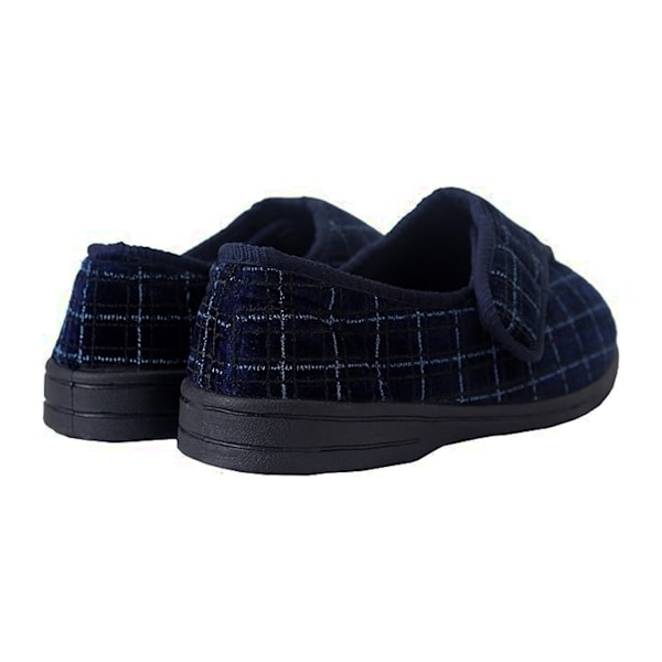Zedzzz herr George touch-fastening check velour tofflor 7 UK N Navy Blue 7 UK