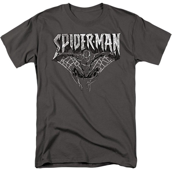 Spider-Man Herr T-shirt med Skiss M Kolgrå Charcoal M