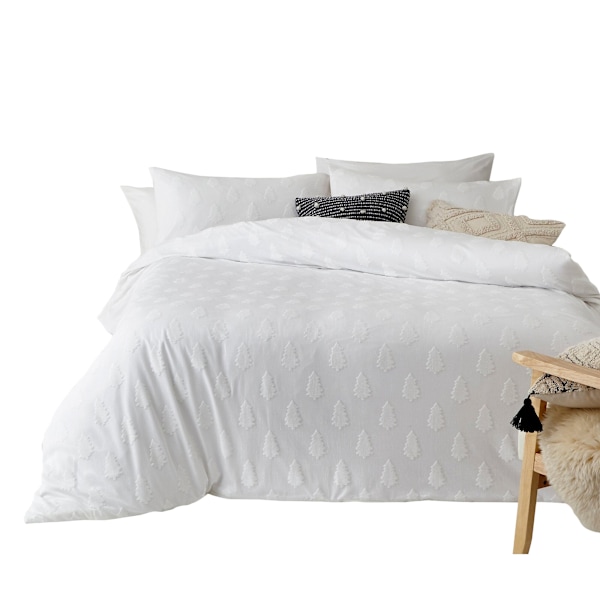 The Linen Yard Tufted Julgran Duvet Cover Set Single Whi White Single