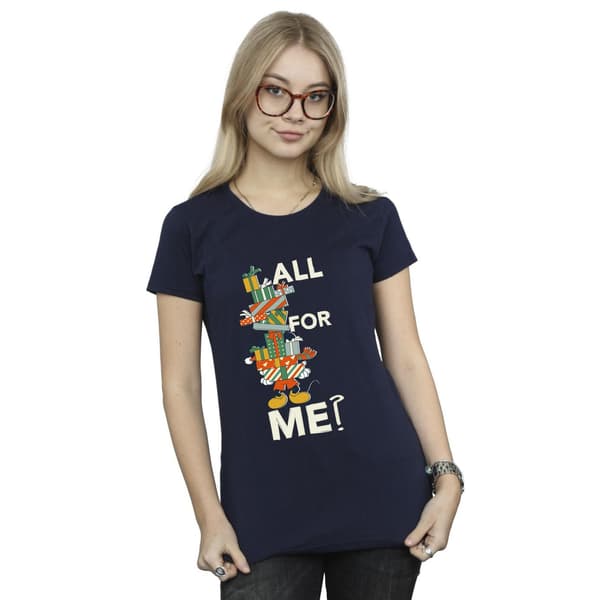 Disney Dam/Dam Mickey Mouse Presents All For Me Bomulls-T- Navy Blue M