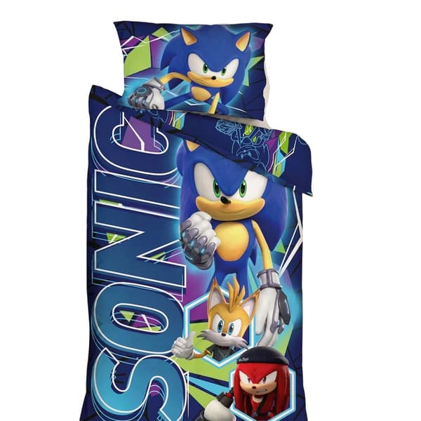 Sonic The Hedgehog Digital Gaming Vändbart Påslakanset Enkel B Blue Single