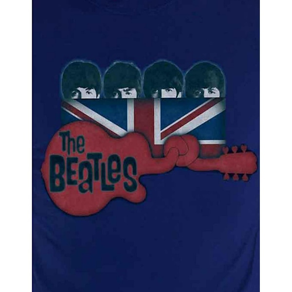 The Beatles Unisex Adult Guitar & Flag T-Shirt XL Marinblå Navy Blue XL
