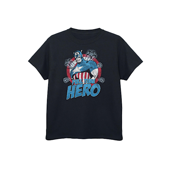 Captain America Boys Full Time Hero Bomull T-shirt 12-13 år Black 12-13 Years