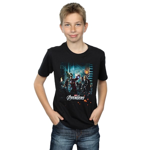 Marvel Studios Boys The Avengers Poster T-Shirt 7-8 år Svart Black 7-8 Years