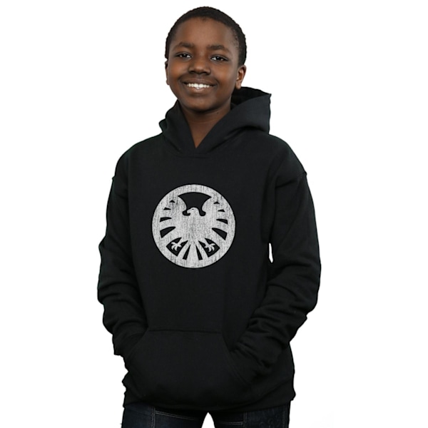 Marvel Boys Agents Of SHIELD Distressed Logo Hoodie 5-6 år B Black 5-6 Years