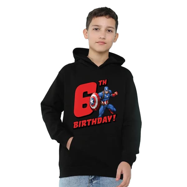 Captain America Barn/Barn Pull Over 6-årsdag Huvtröja 12 Black 12-13 Years