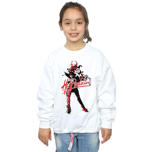 DC Comics Girls Harley Quinn Hi Puddin Sweatshirt 3-4 år Vit White 3-4 Years