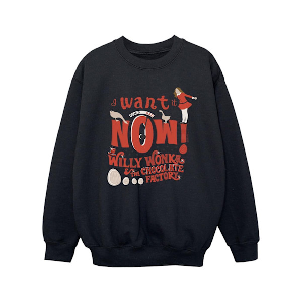 Willy Wonka Girls Verruca Salt I Want It Now Sweatshirt 9-11 År Black 9-11 Years