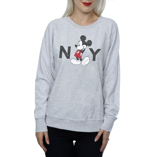 Disney Dam/Kvinnor Mickey Mouse NY Sweatshirt M Heather Grey Heather Grey M