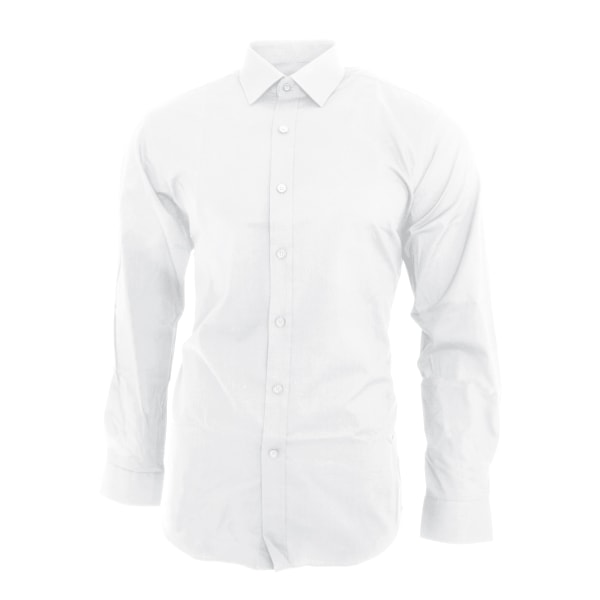 Brook Taverner Herr Pisa Långärmad Slim Fit Skjorta 16 Vit White 16