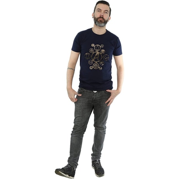 Avengers Infinity War Dam T-shirt i bomull med ikoner för kvinnor/damer, S, marinblå Navy Blue S