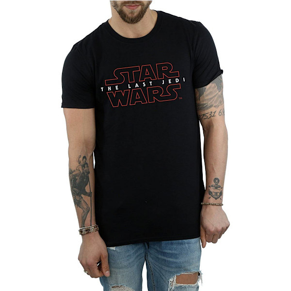 Star Wars: The Last Jedi T-shirt i bomull med logotyp för män, XXL, svart Black XXL