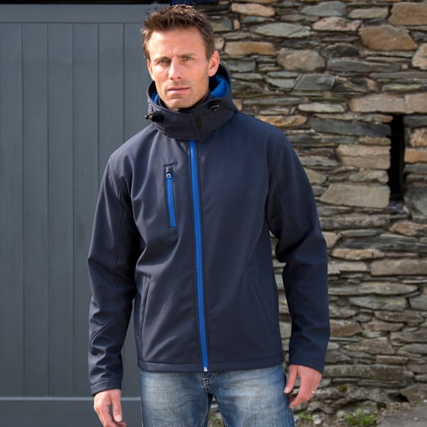 Result Core Mens Lite Hooded Softshell Jacket 3XL Marinblå/Kunglig Navy/Royal 3XL