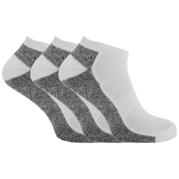 Herrstrumpor i bomullsblandning med mesh och ribbstickning (3-pack) White/Grey Marl UK Shoe 7-11, EUR 41-46