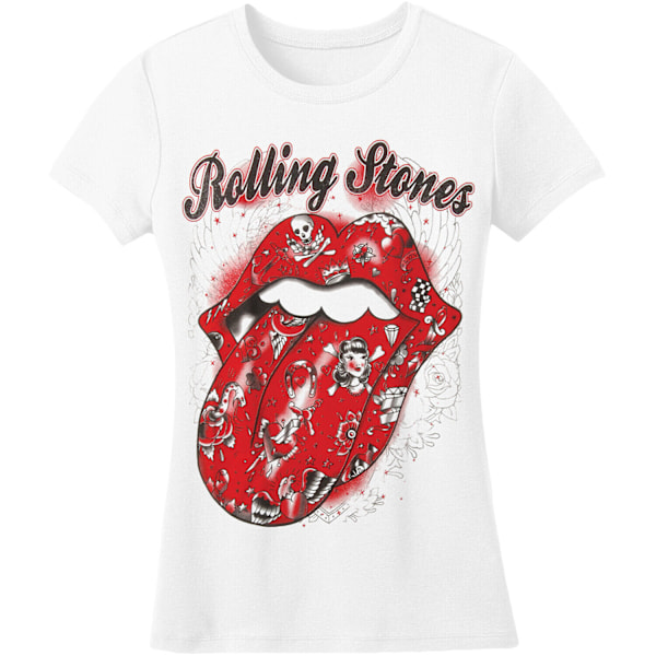 The Rolling Stones Dam/Damer Tattoo Flash Bomull T-shirt S White S